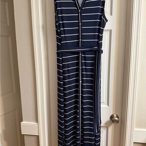 Talbots Navy and White Striped Jumpsuit